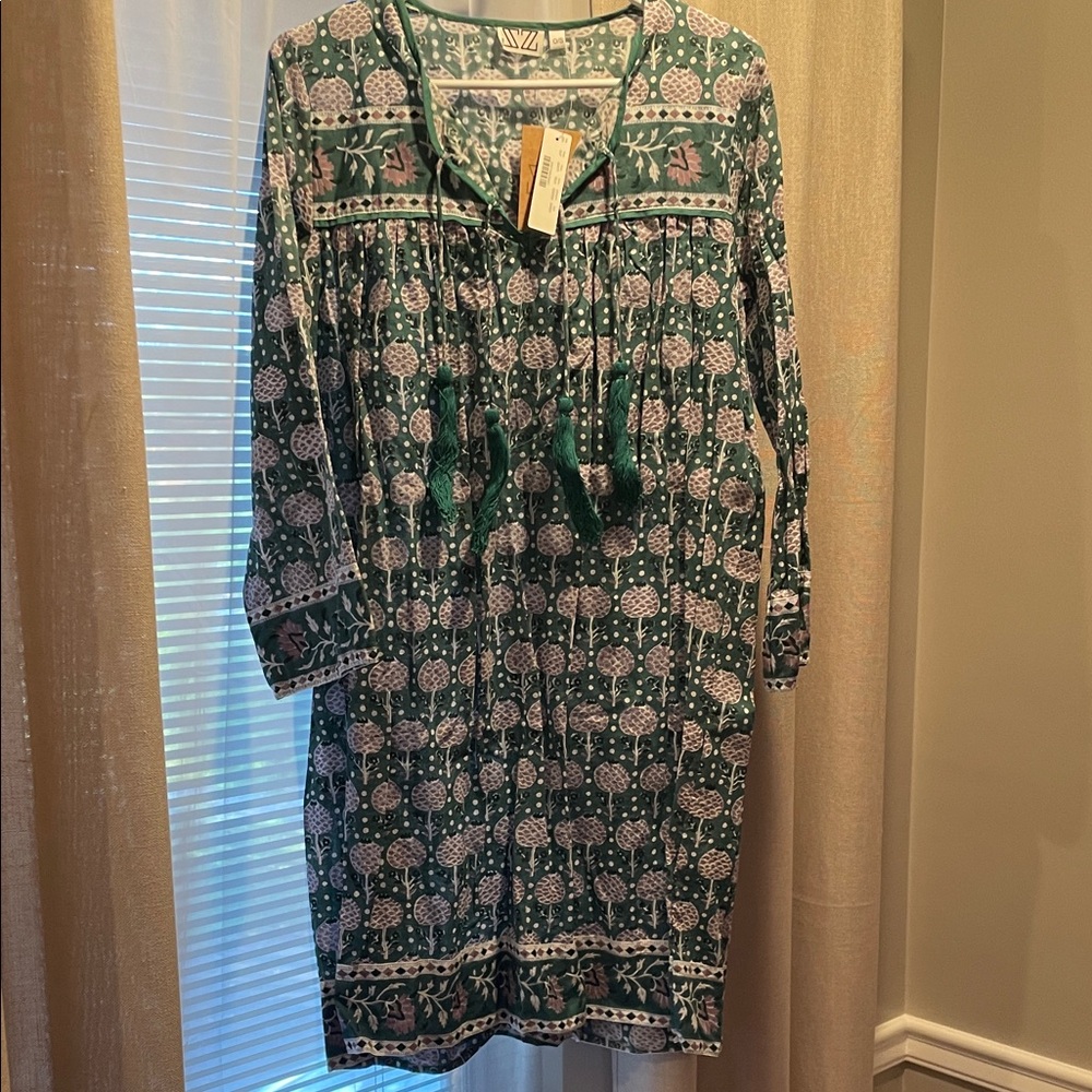 Sz blockprint j crew Green Patterned Women's Dress